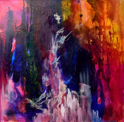 Entitled, "Uplift" 36 X 36 in. Gallery wrapped canvas, mixed medium Artist, Pam Brekas