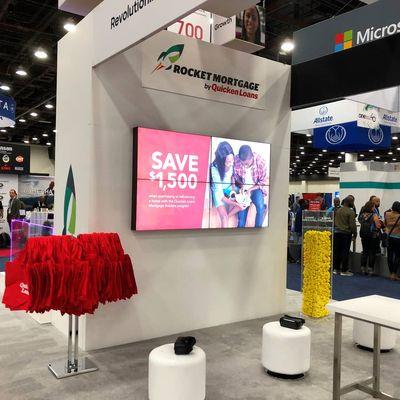 Bring attention to your booth with a Video Wall Rental. Pictured here is 2x2 Video Wall we did for a trade show client in Detroit.