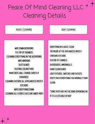 difference between basic & deep clean