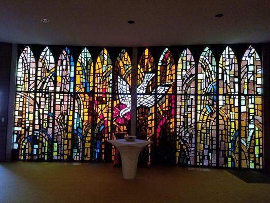 One of our beautiful stained glass windows.