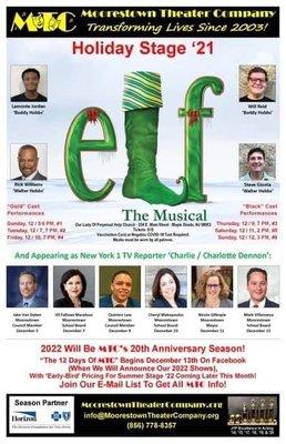 Flyer for Elf: The Musical from 2021 in which I was fortunate to be one of the Buddy's!