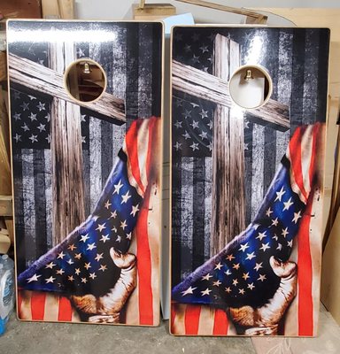 Custom made / designed cornhole boards and bags.