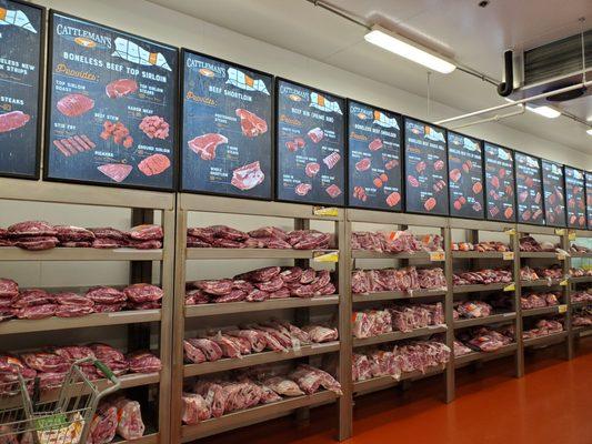 Huge selection of meat. This is just a portion of one aisle.