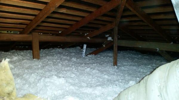 blown insulation in a residential attic