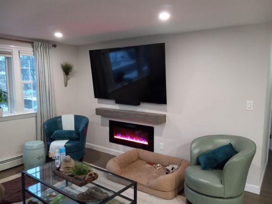 TV, mantle, fireplace install