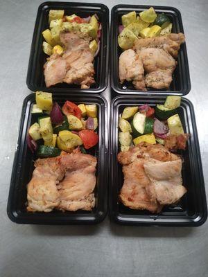 Grilled Chicken Thighs and Mixed Squash