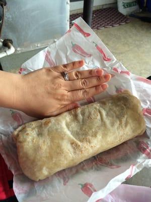 Big fat burrito bigger than my hand