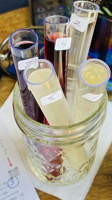 Test tube tastings- numbered by order