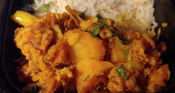 Delicious aloo gobi spiced and cooked perfectly.