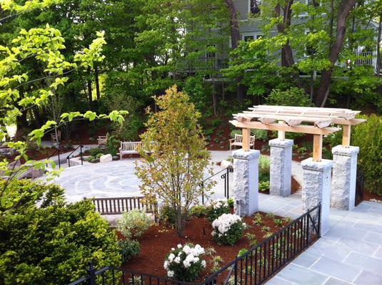 A labyrinth in blue stone for the Reno Garden, a memorial garden at the First Congregational Church in Winchester