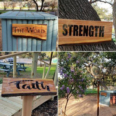 China berry and epoxy prayer signs for outdoor church alter