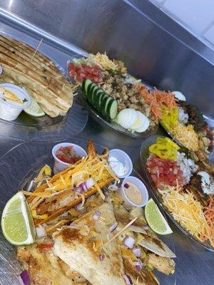 Seafoods quesadillas tuna melt chicken salads