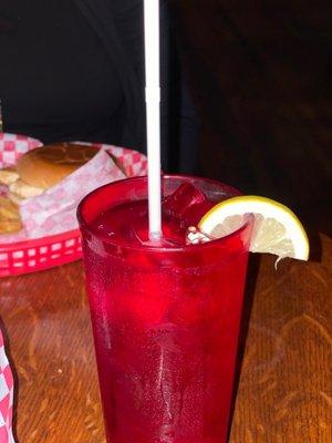 Very good water in an exciting red plastic cup.