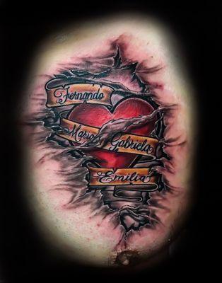 Heart and banner tear out Tattoo by Jayse... wed-sat