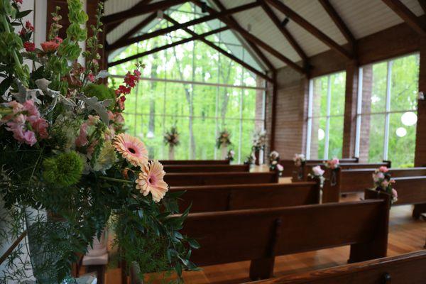 The Chapel in the Woods can be decorated as much or as little as you'd like.