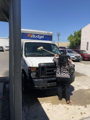 Washing the truck before I take it after waiting 45 minutes and the only thing washed was the windshield