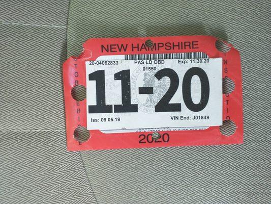 Greenwood Auto in Belmont, N.H., put this counterfeit N.H. state inspection sticker on the vehicle that I'd purchased from them.