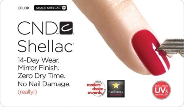 Come on in and try one of the Gel Nail polishes that we offer from CND. No wait time and lasts up to three weeks.