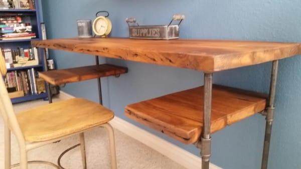 Reclaimed barn wood desk and shelves