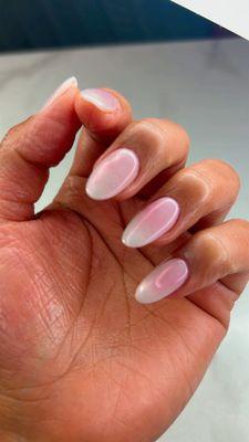 Chrome with dip powder NAILS white and pink