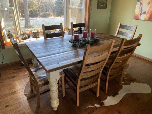 Our new dining room table and chairs!