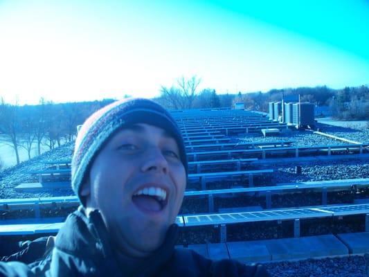 One of my first installs back in 2010, a 21kW ballasted Roof Mount.  Weather was nice and cold