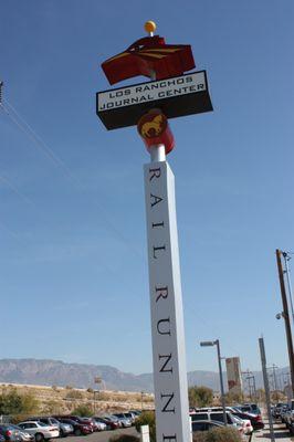 Los Ranchos Journal Center Rail Runner Station Sign