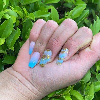 Acrylic ombré with marble