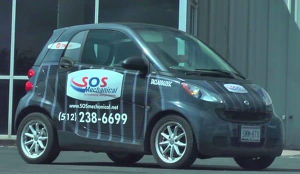 SOS Mechanical's SMART Car- dressed as an outdoor unit