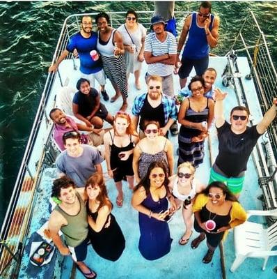 Me and some of our friends on the upper area of the boat! (The rest were downstairs and missed out on this awesome pic)