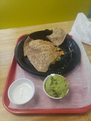 Pork quesadilla on whole wheat