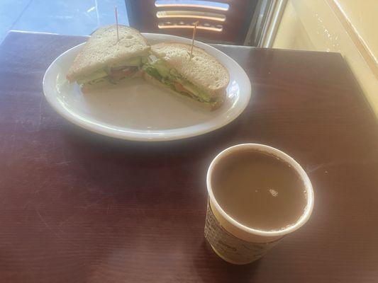 Coffee And The Vegetable Sandwich