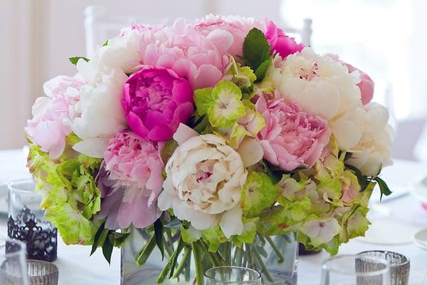 Wedding Centerpiece full of Peonies and Hydrangeas, for our June 2104 Wedding