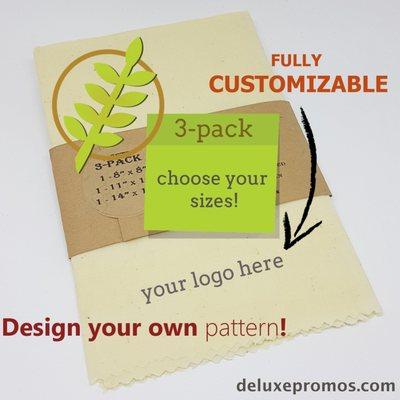 Reusable biodegradable beeswax food wraps for business promotion. Promote sustainably at deluxepromos.com.