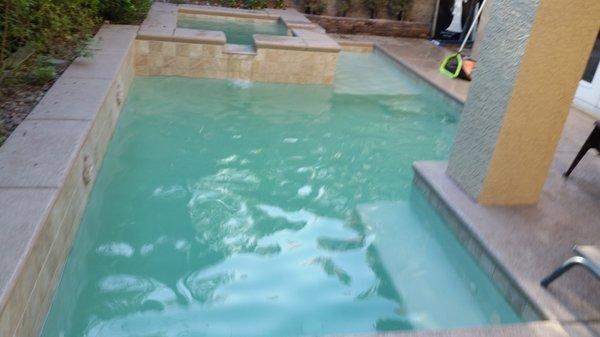 This pool was starting to build algae. After shock treatment and filter cleaning we now have it under control