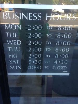 Business Hours f/ SPRING & FALL