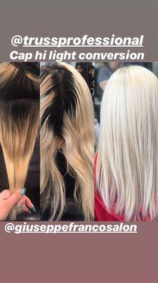 Sessions and patience; great products, and 15 years of blonding. Color correction.