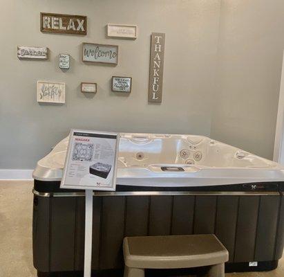 Relax in a new Caldera Spas hot tub from Arvidson.