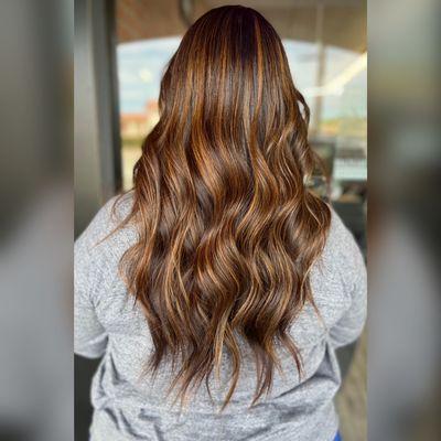 Warm caramel balayage