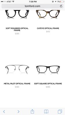 This is the official tom ford websites the glasses I wanted is 385 on there websites... at there store it was 620.