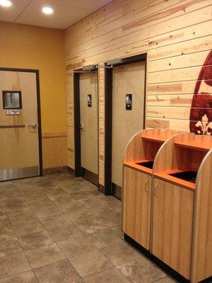 Restrooms and bins