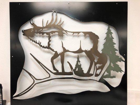 Mountain Elk art panel done in 4 colors