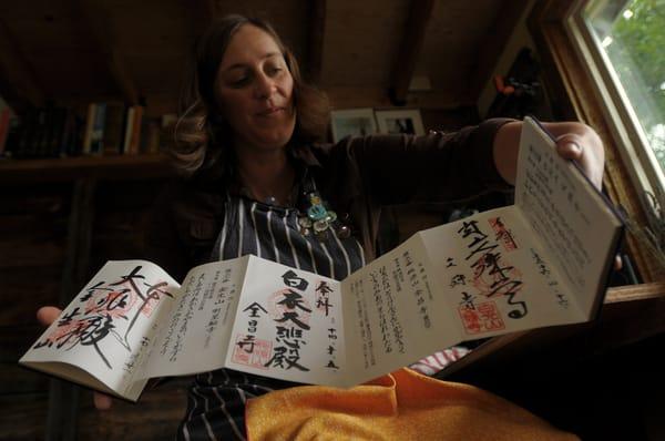 Me with my Japanese pilgrimage book (called a nokyocho)