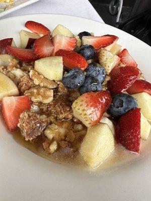 Greek yogurt with fresh fruit nuts and granola