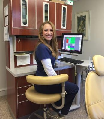 Assistant Brittany taking a break from work.
 Dr. Greta Richter DDS