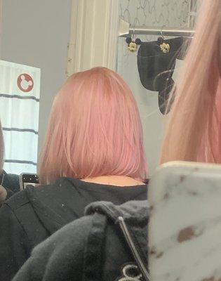 All soft pink and the cut she recommended (inverted bob)