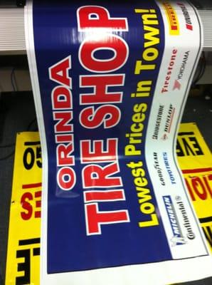 Banner print for Orinda Tire Shop