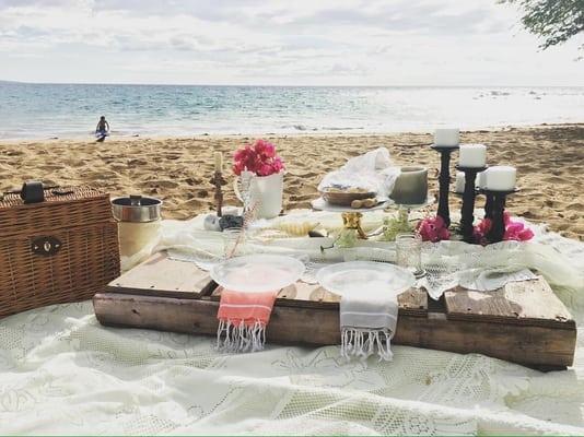 Beach sunset picnic