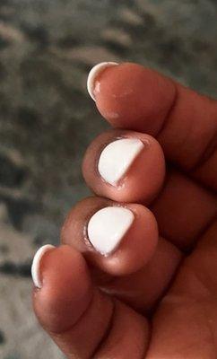 White paint on finger.