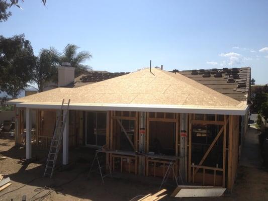 Room addition with outdoor California room.